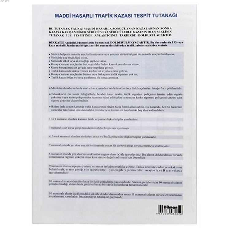 Dilman Kaza Tespit Formu Otokopili