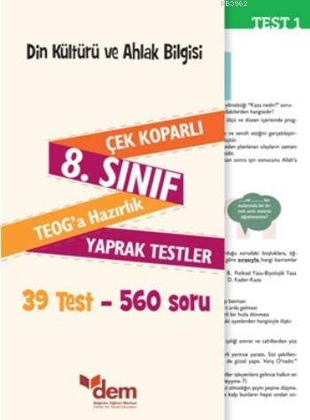 Din Kültürü ve Ahlak Bilgisi 8. Sınıf Teog'a Hazırlık Yaprak Testler; Çek Koparlı 39 Test - 560 Soru