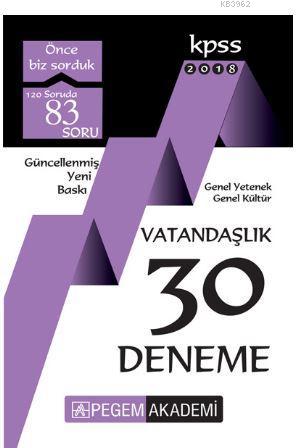 2018 Kpss Genel Yetenek Genel Kultur Vatandaslik 30 Deneme 9786053189701 Genel Imge Com Tr