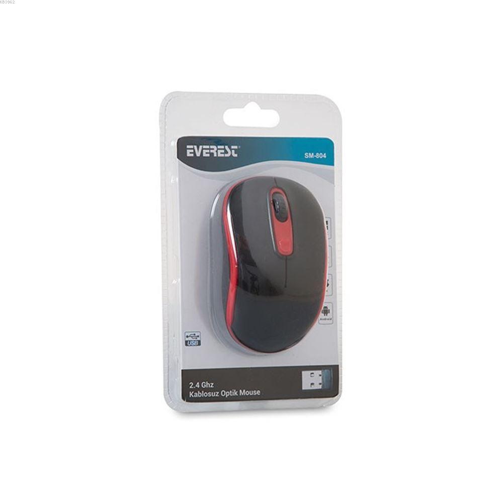 Everest Kablosuz Mouse Siyah Kırmızı Sm-804