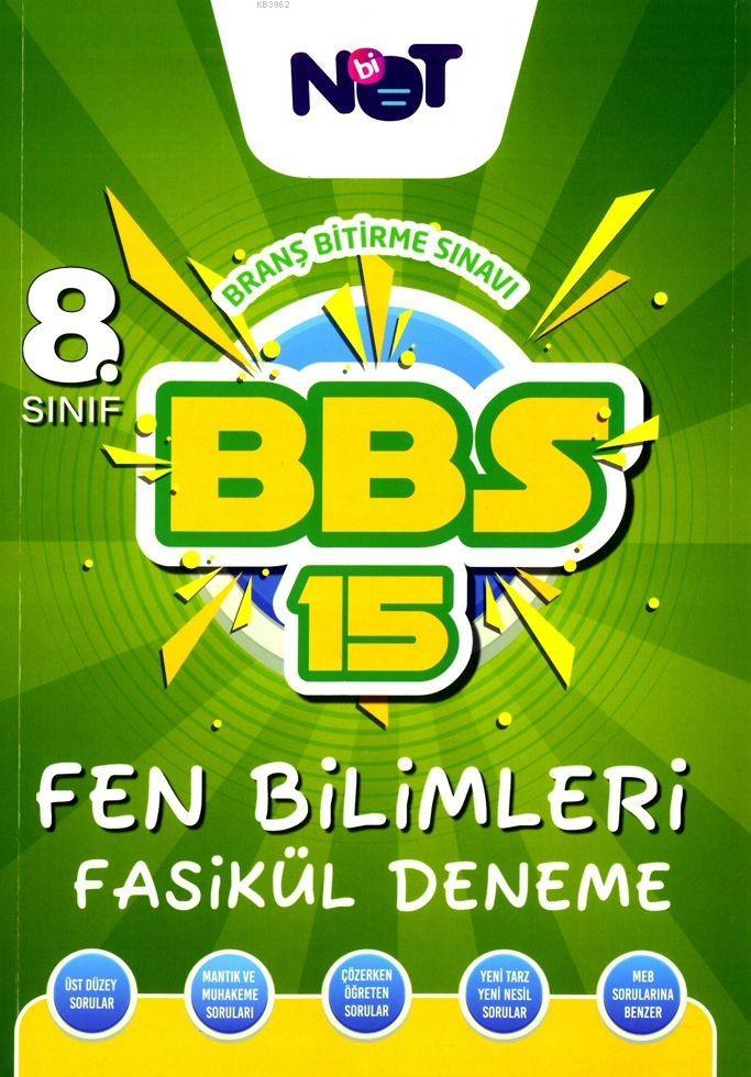 BiNot Yayınları 8. Sınıf LGS Fen Bilimleri Branş Bitirme Sınavı 15 Fasikül Deneme BiNot 
