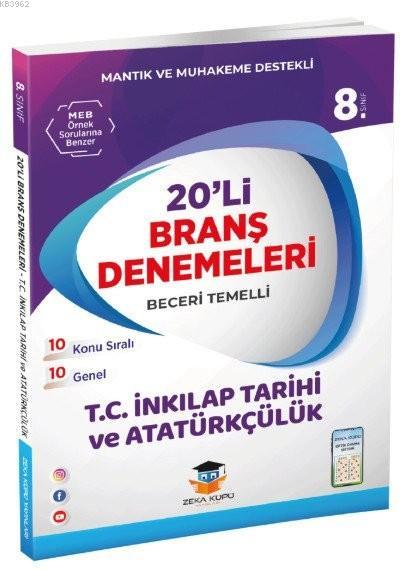 Zeka Küpü Yayınları 8. Sınıf LGS İnkılap Tarihi ve Atatürkçülük 20 li Branş Denemeleri Zeka Küpü 