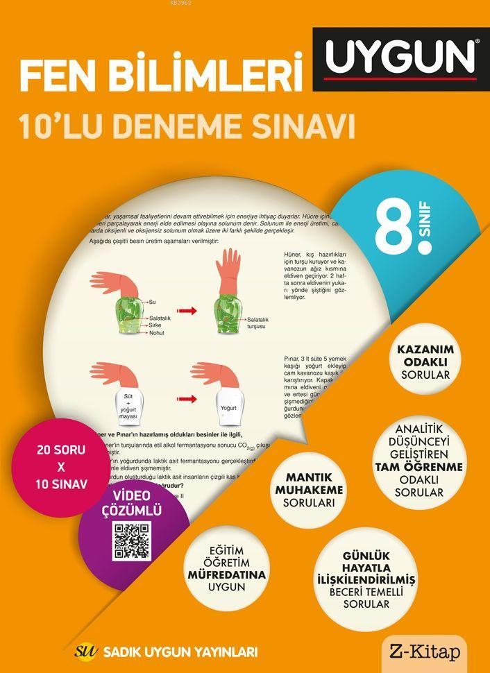  Sadık Uygun Yayınları 8 Sınıf Fen Bilimleri 10 lu Deneme Sınavı | Kolektif | Sadık Uygun Yayınları | 9786052362785 