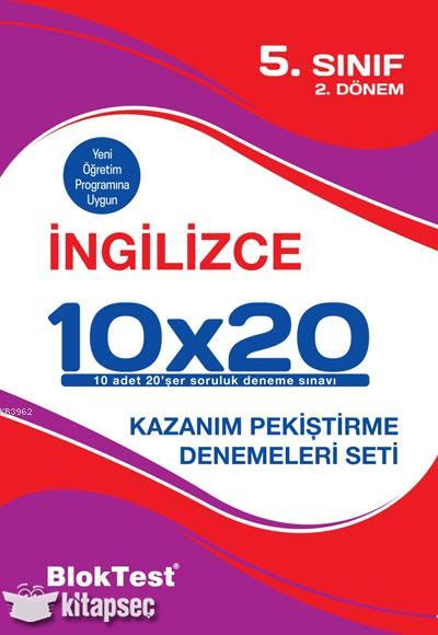  5Sınıf Bloktest İngilizce 10x20 Kazanım Denemeleri 2 Dönem | Bloktest Yayınları | 9789752418066 