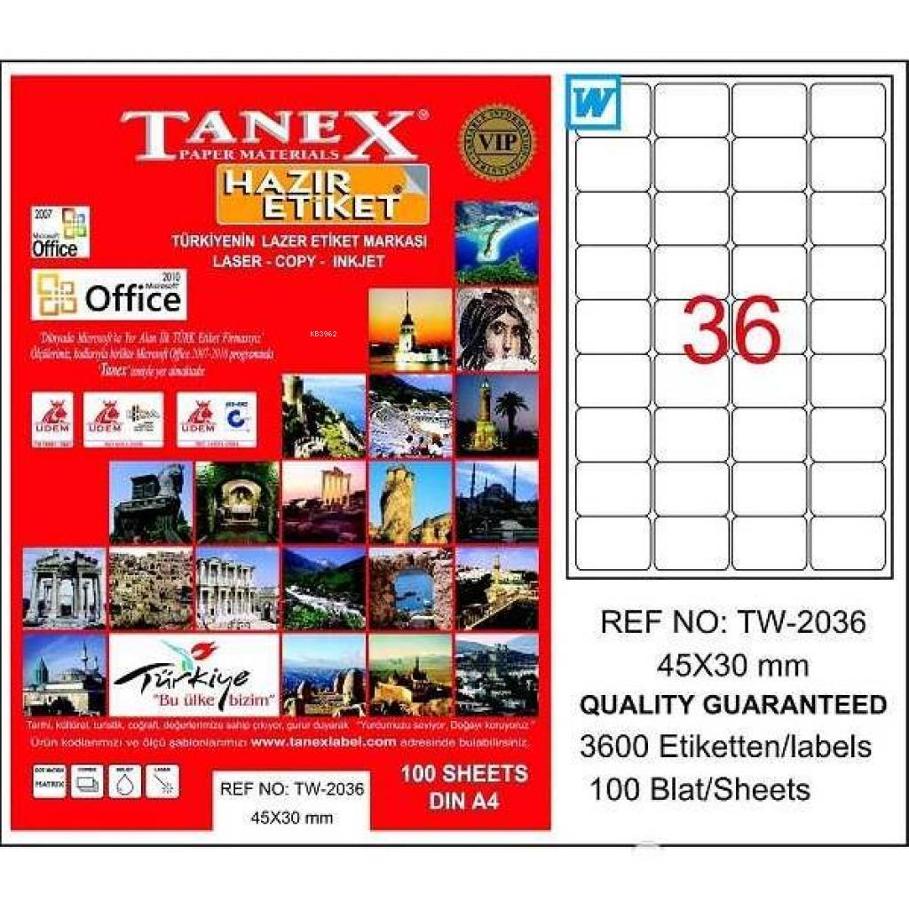 Tanex  Tw-2024 Laser Etiket 64x34 Mm