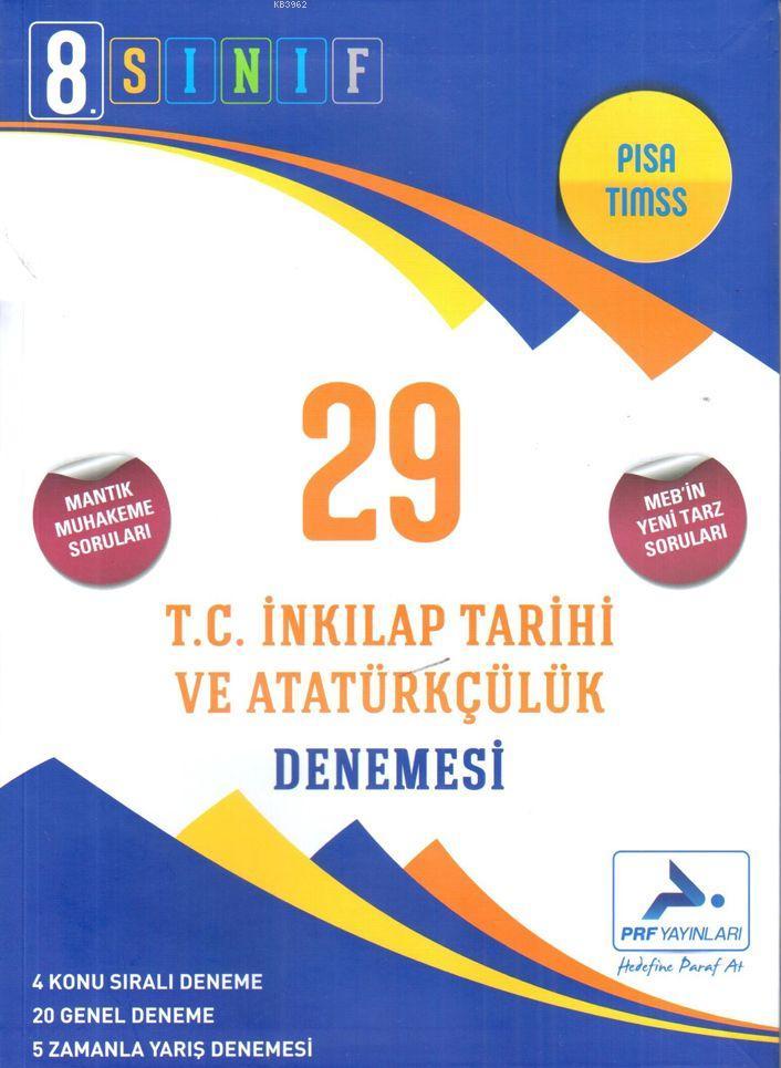 Paraf Yayınları 8. Sınıf LGS T.C. İnkılap Tarihi ve Atatürkçülük 29 Deneme Paraf 